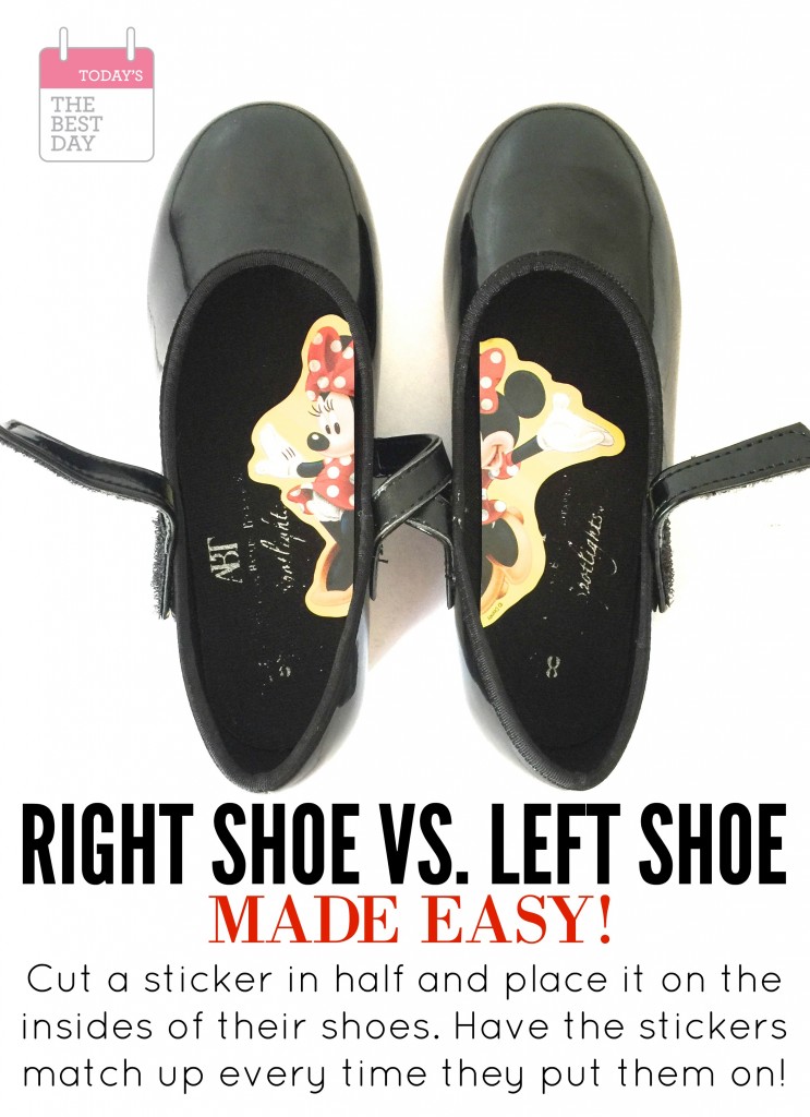 Right Shoe vs Left Shoe - SUCH a good idea for teaching toddlers how to put on their shoes correctly!