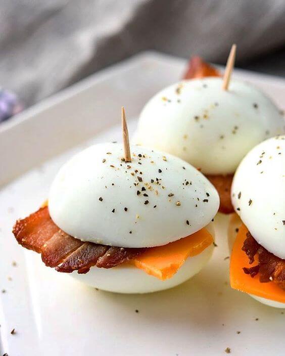 2. Hardboiled Eggs with Bacon and Cheese